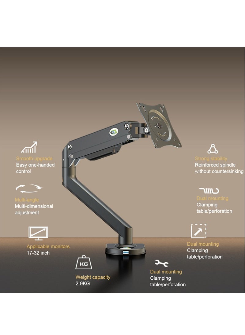 KALOC Single Monitor Arm Mount for 17-32 inches Screen,Free Lifting Tilting Rotating Stand,Load-bearing 9KG,VESA 75*75/100*100mm - White  - Image 5