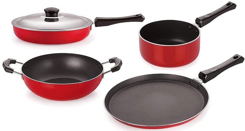 Anjali Aluminium Kadai, Sauce Pan and Tapper Pan, Kadai 1290ml, Sauce Pan 640ml, Tapper Pan 540ml, Multicolor - Image 1