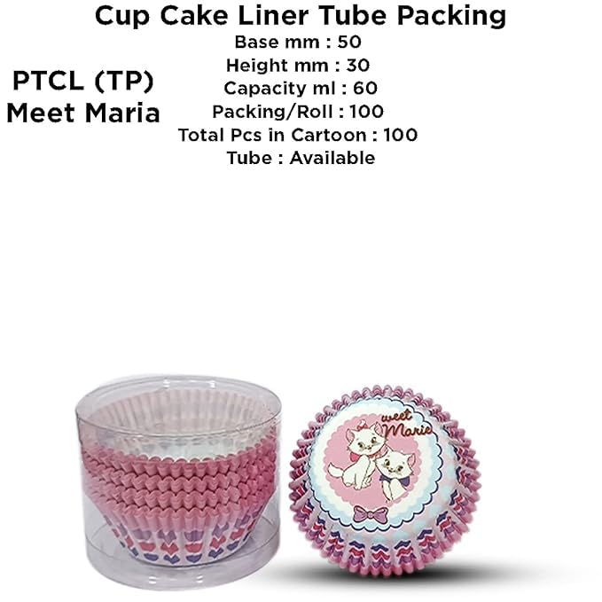 PUSHTI TUSHTI Pusti Tushti Paper Cup Cake Liner Tube Packing Round Shape Oven Microwave Safe Cups Multicolor 50 x 30 mm 2 Design Combo Set 100 Pieces Each CMB32 - Image 2