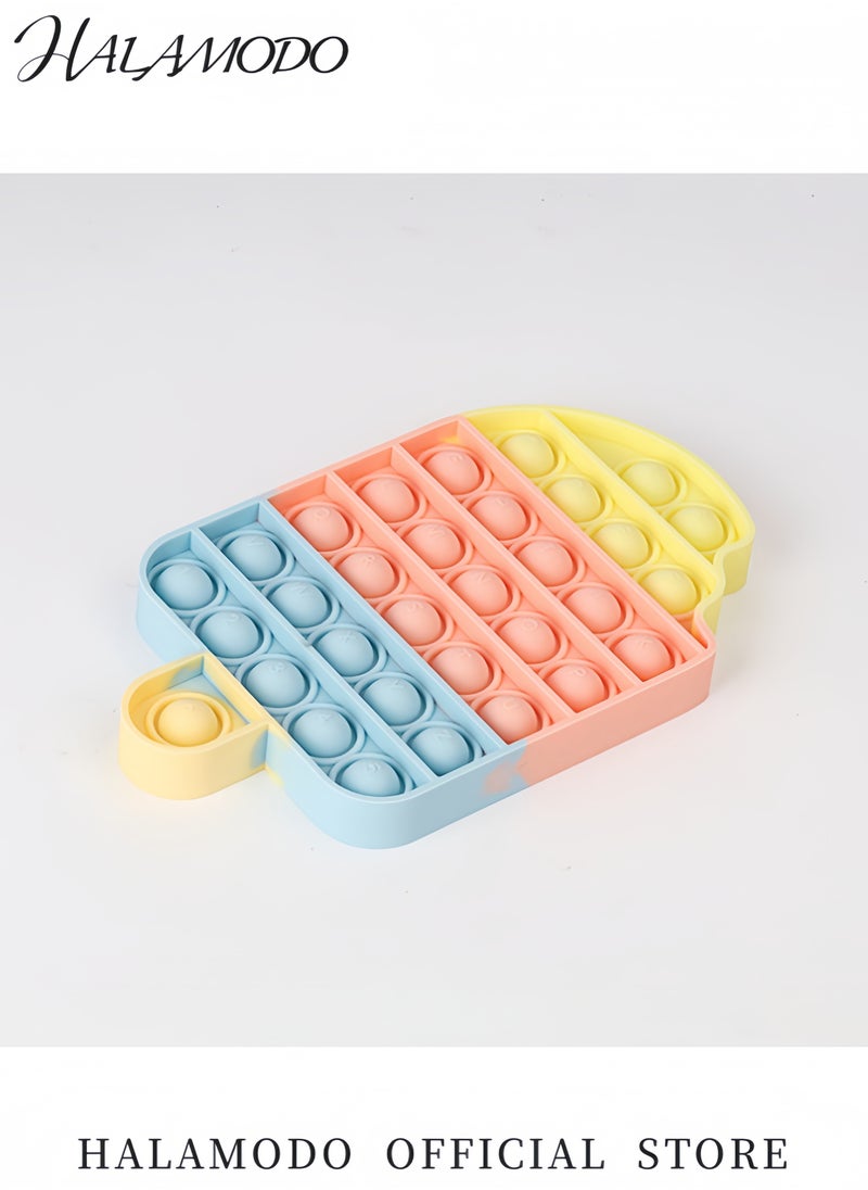 Generic - Push Pop Bubble Fidget Toy Sensory Silicone Stress Reliever for Kids and Adults Anxiety Relief Toy Portable Pop-It Toy for Fun and Relaxation (Ice Cream Rainbow) - Image 1
