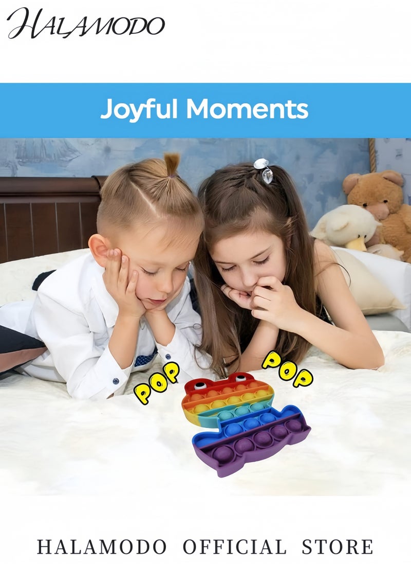 Generic - Push Pop Bubble Fidget Toy Sensory Silicone Stress Reliever for Kids and Adults Anxiety Relief Toy Portable Pop-It Toy for Fun and Relaxation (Ice Cream Rainbow) - Image 1