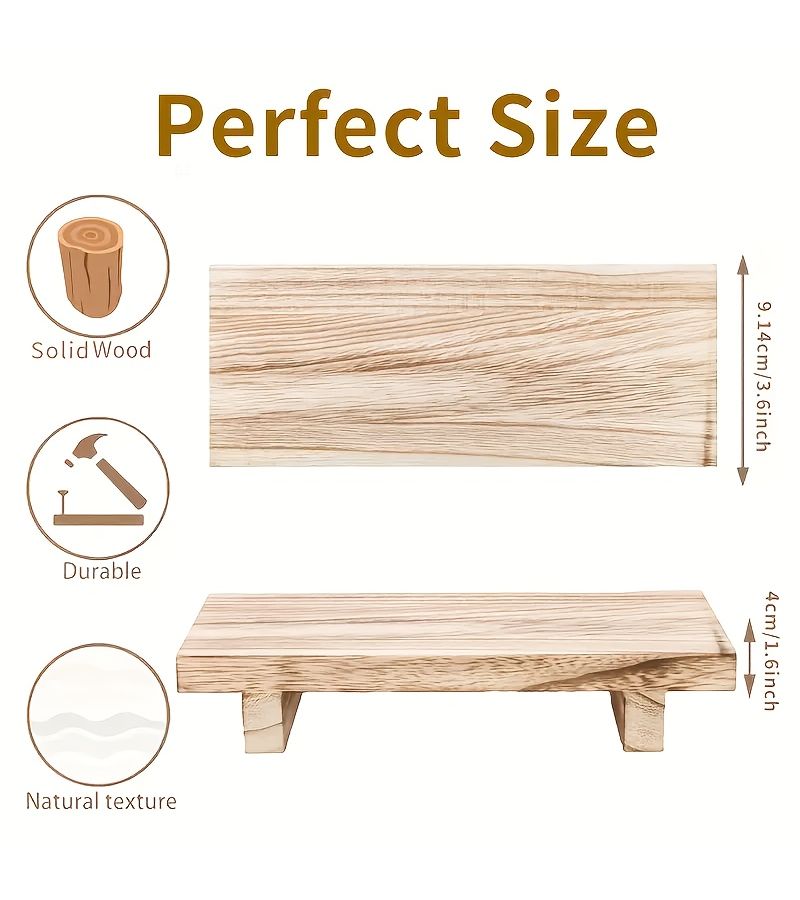 Vintage Light Baked Color Large Size Wood Bathroom Tray Natural Solid Wood Countertop Storage Organizer for Bathroom Kitchen Sink Home Display Shelf - Image 2