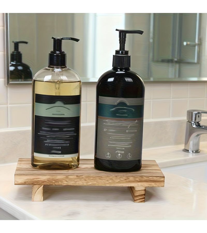 Vintage Light Baked Color Large Size Wood Bathroom Tray Natural Solid Wood Countertop Storage Organizer for Bathroom Kitchen Sink Home Display Shelf - Image 4