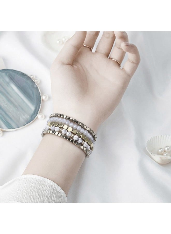 VISOOM Beaded Boho Bracelet Compatible for Apple Watch Band 40mm/38mm/41mm Series 9 8 7 SE Women Fashion Cute Handmade Crystal Beads Stretchy Watch Strap for iWatch Bands Series 6/5/4/3/2/1 - Image 3