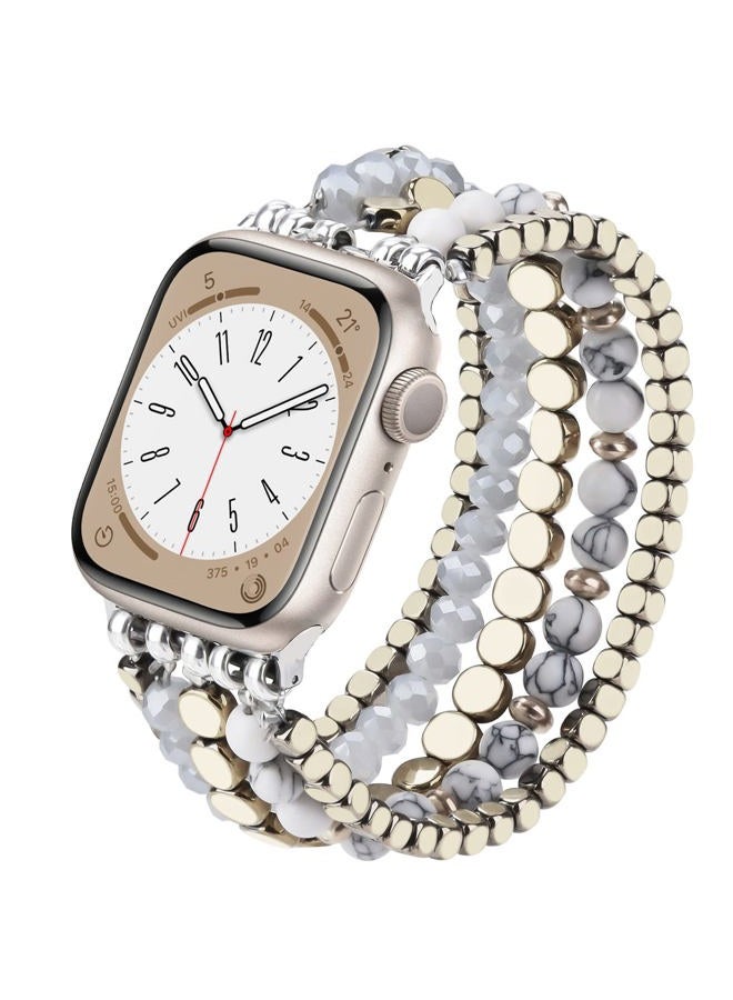 VISOOM Beaded Boho Bracelet Compatible for Apple Watch Band 40mm/38mm/41mm Series 9 8 7 SE Women Fashion Cute Handmade Crystal Beads Stretchy Watch Strap for iWatch Bands Series 6/5/4/3/2/1 - Image 1