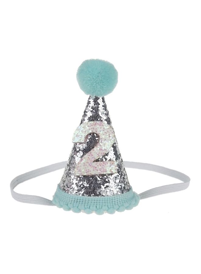 NIBEMINENT 2nd Birthday Party Glittery Crown Headband Green/Silver