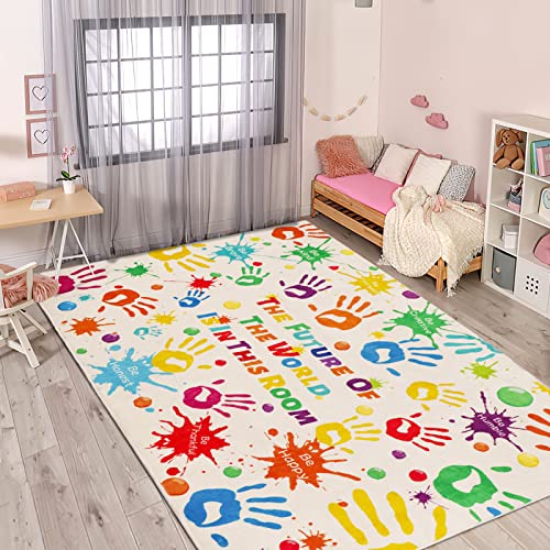 LTKOUGFAM Colorful Kids Rug, Washable Area Rug for Kids Bedroom, Non-Slip Play Mat Ultra Soft Thick Indoor Plush Rugs for Playroom Classroom Nursery Decor (78.7 X 59 INCH) - Image 4