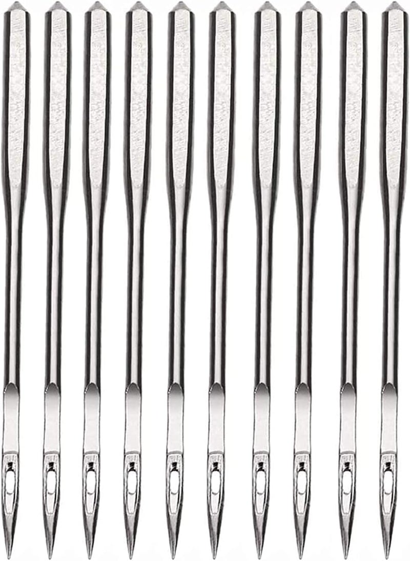 ChicAbode 10 pieces of sewing machine needles, flat handle general purpose, regular point sewing machine needles, suitable for most sewing machine supplies (silver) - Image 1