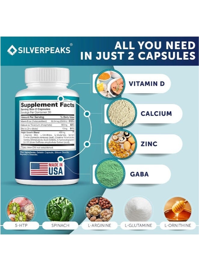 BIYODE Growth Capsules to Grow Taller Height Growth Maximizer With Calcium For Bone Strength Made in USA Natural Get Taller Supplement to Increase Bone Growth Free of Growth Hormone  - Image 2