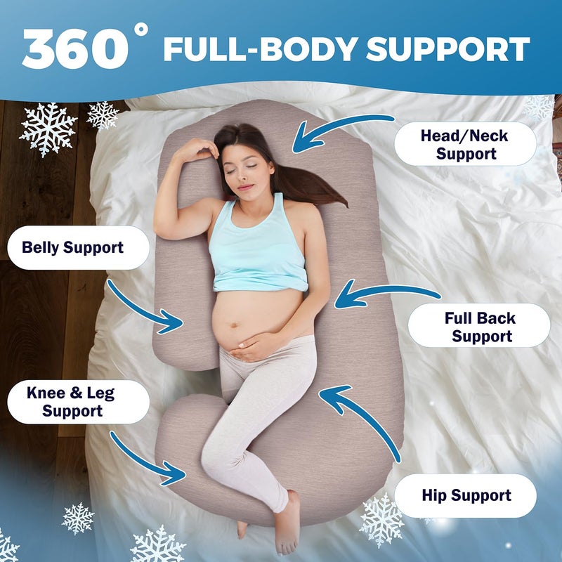 PILLANI Pregnancy Pillows for Sleeping - V C U Shaped Full Body Pillow with Removable Cover, 57inch Cooling Maternity Pillow for Pregnant Women, Support for Back Belly Legs Hip - Pregnancy Must Haves - Image 3