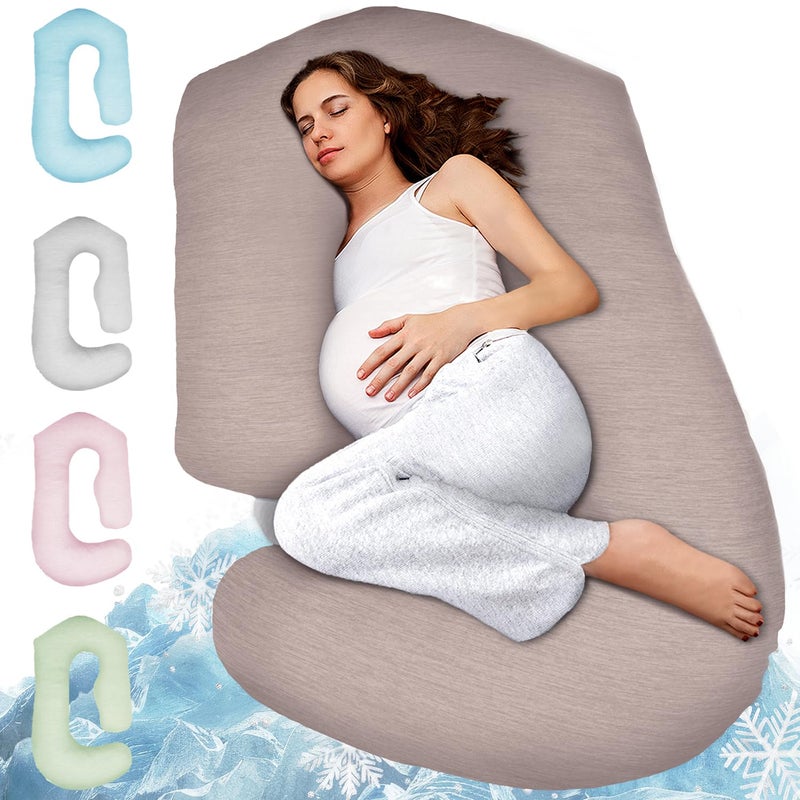 PILLANI Pregnancy Pillows for Sleeping - V C U Shaped Full Body Pillow with Removable Cover, 57inch Cooling Maternity Pillow for Pregnant Women, Support for Back Belly Legs Hip - Pregnancy Must Haves - Image 1