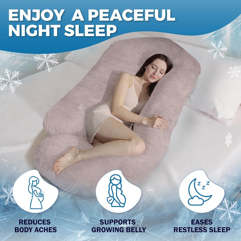 PILLANI Pregnancy Pillows for Sleeping - V C U Shaped Full Body Pillow with Removable Cover, 57inch Cooling Maternity Pillow for Pregnant Women, Support for Back Belly Legs Hip - Pregnancy Must Haves - Image 2