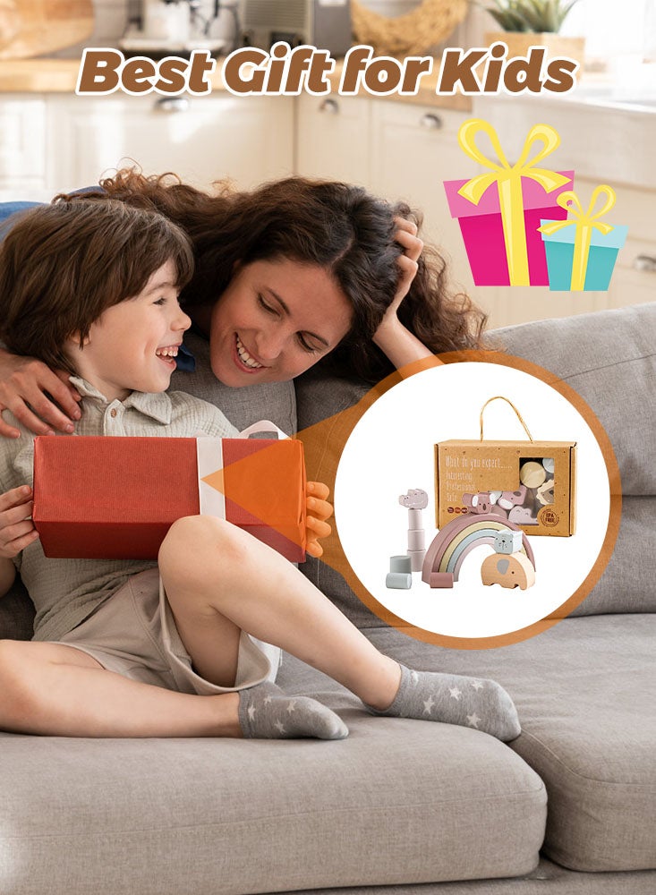 Perfii Wooden Rainbow Stacking Toy for Toddlers, Balancing Blocks Game, Educational Preschool Toy for Boys & Girls, Ages 1-5 - Image 3