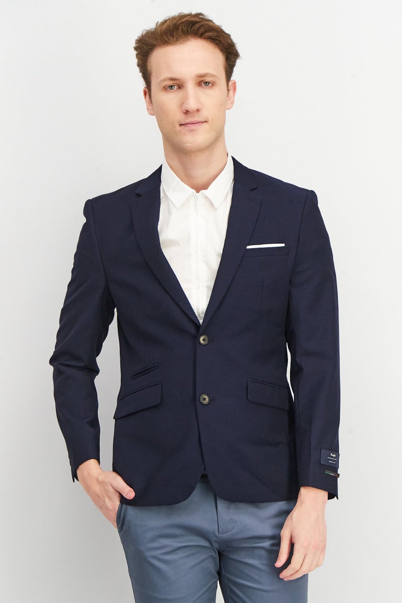SELECTED Men Regular Fit Solid Formal Blazer, Navy - Image 1