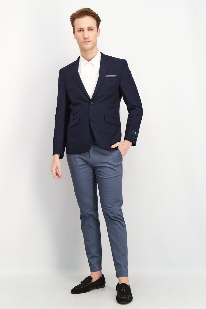 SELECTED Men Regular Fit Solid Formal Blazer, Navy - Image 3