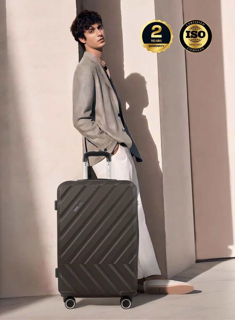 Parajohn Grey Medium 24-Inch ABS  Lightweight Hardshell Luggage Trolley | carrying 3kg 4-Wheel Spinner Suitcase dark grey  | Best Price UAE