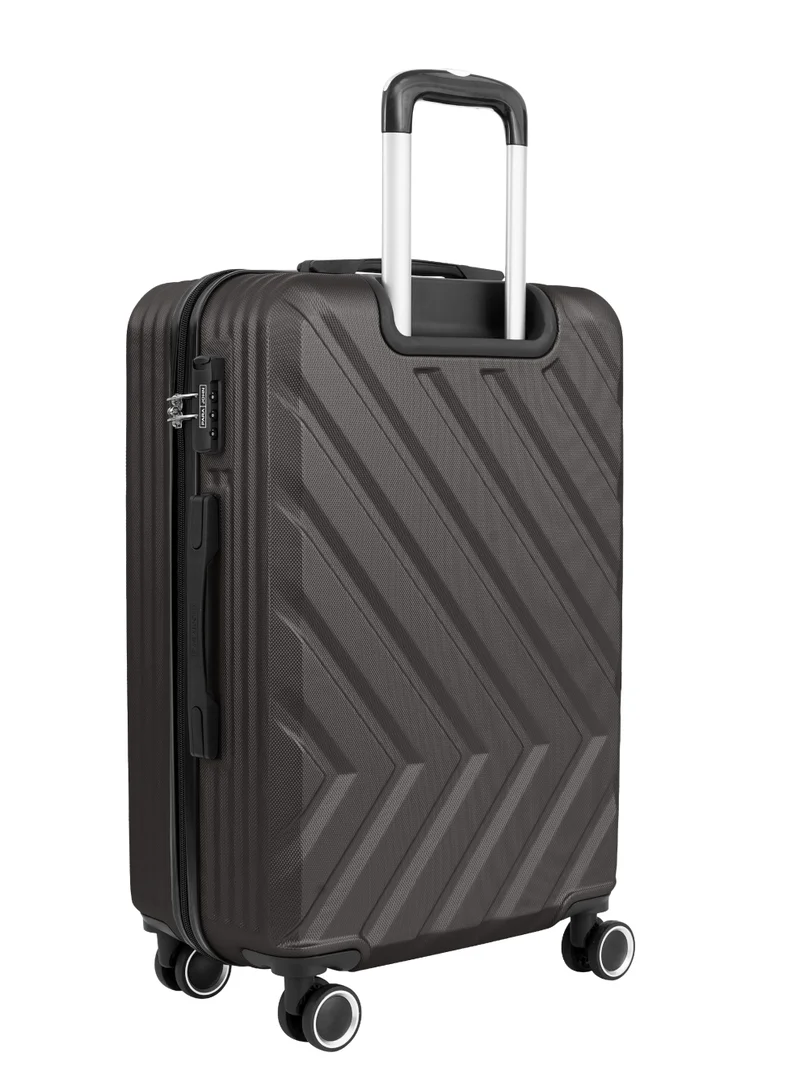 Parajohn Grey Medium 24-Inch ABS  Lightweight Hardshell Luggage Trolley | carrying 3kg 4-Wheel Spinner Suitcase dark grey  | Best Price UAE