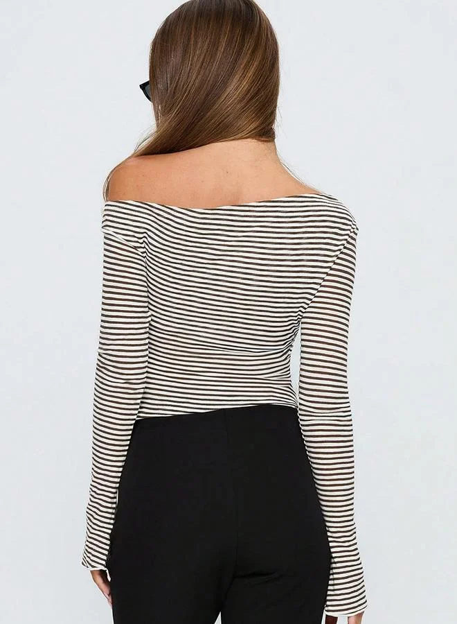 Take Two Women Striped One Shoulder Top
