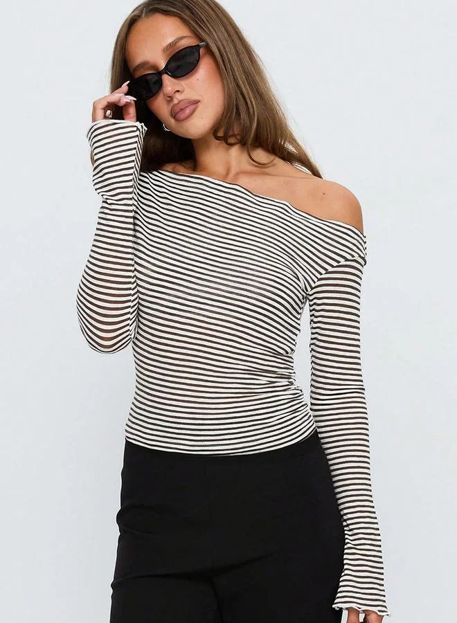 Take Two Women Striped One Shoulder Top