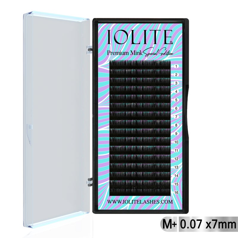 IOLITE تمديد رموش مينيك فاخرة مزيفة M+ Curl رموش فردية.07T 6 إلى 15 مم ومختلطة - 7 مم