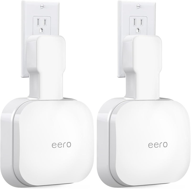 Mamerry Wall Mount Holder for eero Pro 6e/Pro 6, No Messy Wires, Space Saving, Outlet Wall Stand Bracket Compatible with eero Pro 6e/Pro 6 Mesh Wi-Fi System Extender Router (2 Pack) - Image 1