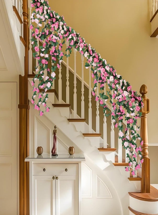 Finphoon 8 Pcs Artificial Flower Garland,Hanging Fake Roses Vine for Backdrop, Table Centerpiece, Fireplace, Rustic Wedding Arch Flowers, Bridal Shower Party Decor - Image 5