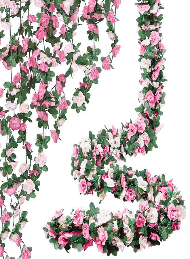 Finphoon 8 Pcs Artificial Flower Garland,Hanging Fake Roses Vine for Backdrop, Table Centerpiece, Fireplace, Rustic Wedding Arch Flowers, Bridal Shower Party Decor - Image 1