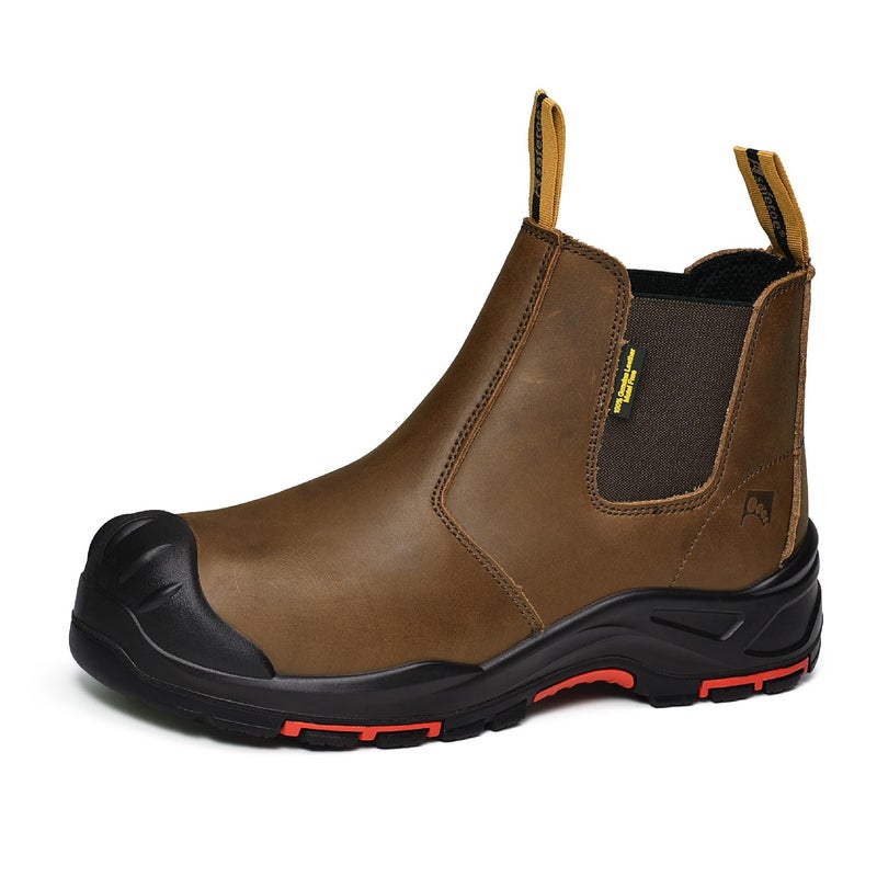 SAFETOE Mens Work Boots Composite Toe Chelsea Safety Boots Slip On Cow Leather Waterproof Lightweight Working Boots,Size 13 - Image 1