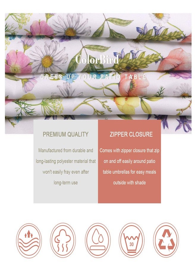 ColorBird Spring & Summer Outdoor Tablecloth Waterproof Spillproof Polyester Fabric Table Cover with Zipper Umbrella Hole for Patio Garden Tabletop Decor (60" Square, Zippered, Watercolor Floral) - Image 5