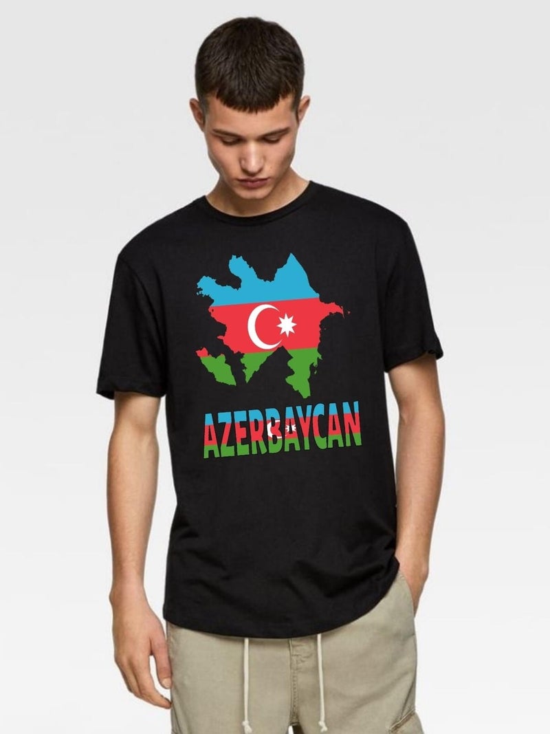 Tbas Azerbaijan T-shirt, Cotton Unisex T-shirt. "azerbaijan" Written Azerbaijan Flag Soft T-shirt - Image 3