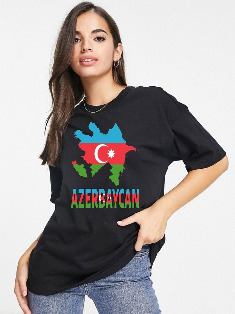 Tbas Azerbaijan T-shirt, Cotton Unisex T-shirt. "azerbaijan" Written Azerbaijan Flag Soft T-shirt - Image 4