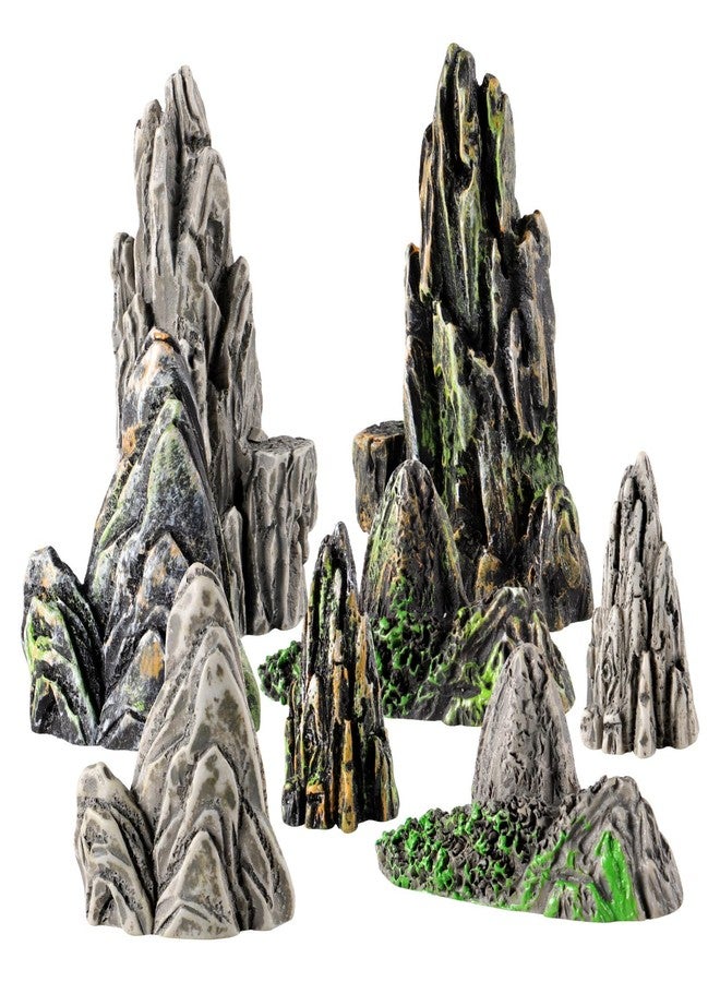 أموسفون مجموعة أحجار جبلية صغيرة من الراتنج من أموسفن، 8 قطع، لتزيين الحدائق والمناظر الطبيعية، وأحواض السمك، مقاس 1.49 × 0.62 بوصة - Image 1
