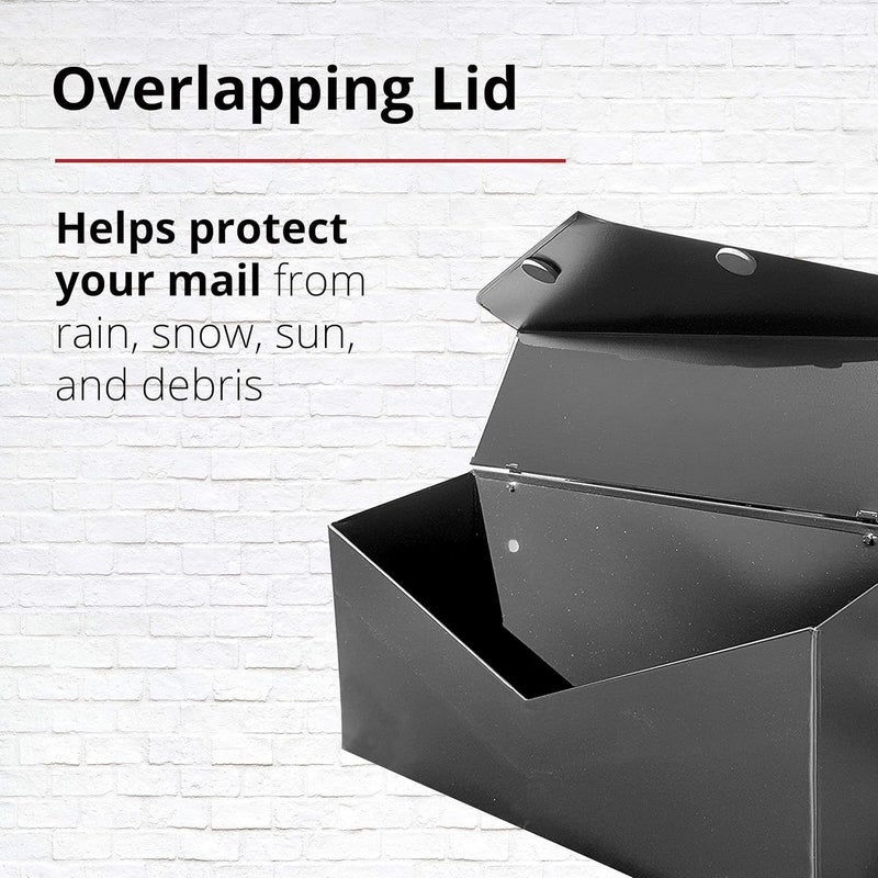 NACH Black Envelope Wall Mount Mailbox, Rust Resistant Metal Mailbox, Black Mailbox Wall Mount, Mailboxes for Outside Wall Mount, Outdoor Mailboxes, Wall Mailbox, 14.1 x 3.5 x 6 Inches, MB-6915BLK - Image 4