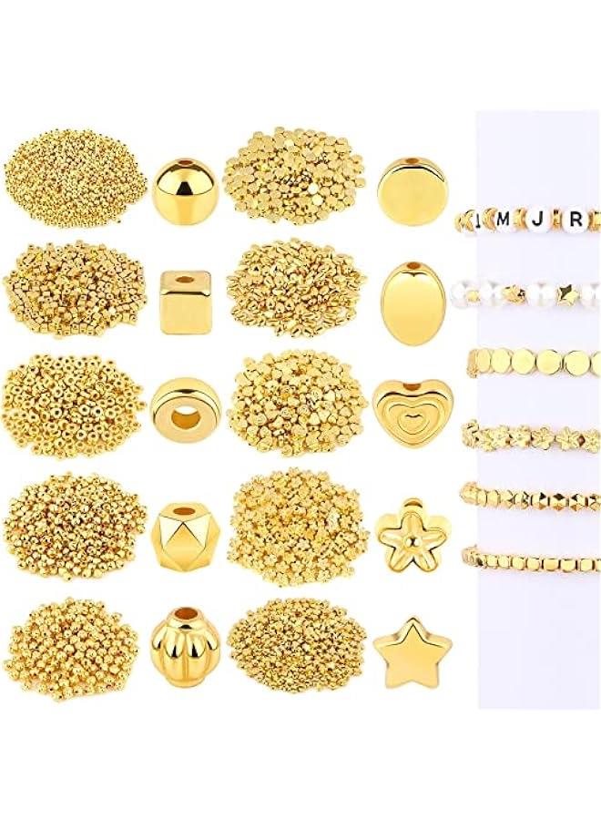 FYLX orted Gold Sp Beads for DIY Jewelry Making 1500 10 Styles) - Image 1