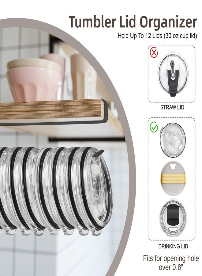 LveSunny Tumbler Lid Organizer, 2 Pack Yeti Lid Organizer, Single Water Bottle Lid Organizer Holds Up to 12 Lids, More Space Saving Tumbler Lid Storage Holder, Stronger Under Cabinet Lid Holder Rack - Image 3