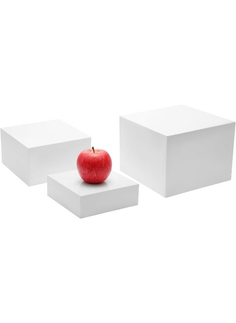 Glossy White Acrylic Cube Catering Buffet Riser, Nesting Display Stand Risers for food, Displays Shelf for party, dessert table, retail counter, Exhibition, Photography Setup-3Pcs/Set