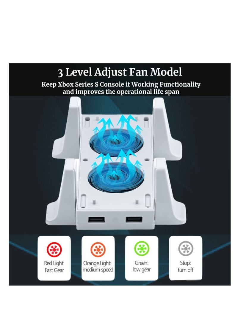 Ailily Cooling Fan Tower Stand for Xbox Series S Console, 3 Levels Adjustable Fan Speed, with Type-C Power In, USB Charging and Data Transfer Ports  - Image 2