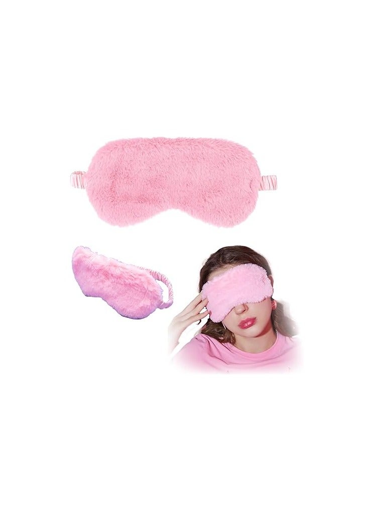 amazing.EGP Fur Design Eye Cover Soft Comfortable Sleeping,Plush Eye Mask, Soft Faux Fur Sleeping Blindfold, Satin Comfort Cover for Women and Men (PINK) - Image 1