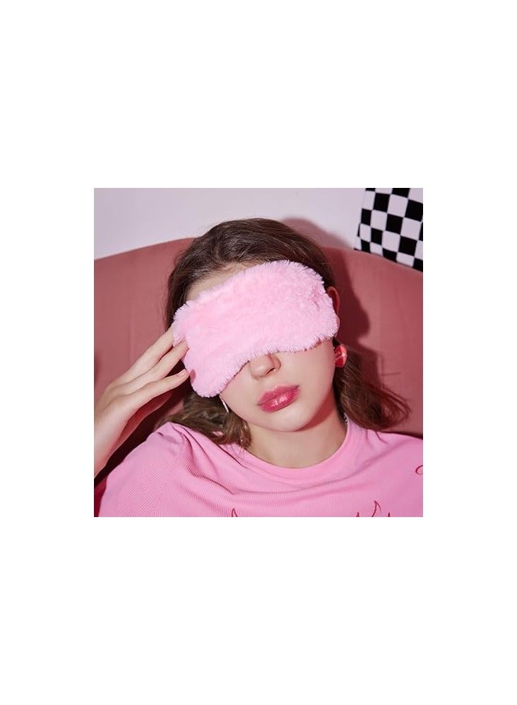 amazing.EGP Fur Design Eye Cover Soft Comfortable Sleeping,Plush Eye Mask, Soft Faux Fur Sleeping Blindfold, Satin Comfort Cover for Women and Men (PINK) - Image 4