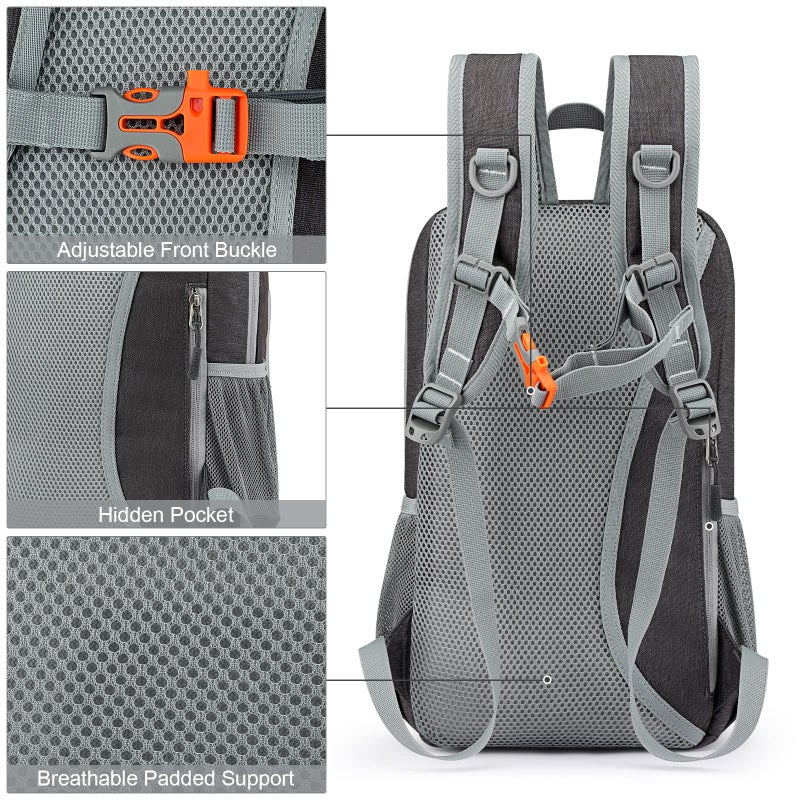 G4Free Mini 10L Hiking Daypack Small Hiking Backpack Cycling Compact Shoulder Backpack Outdoor for Men Women(Dark Grey) - Image 5