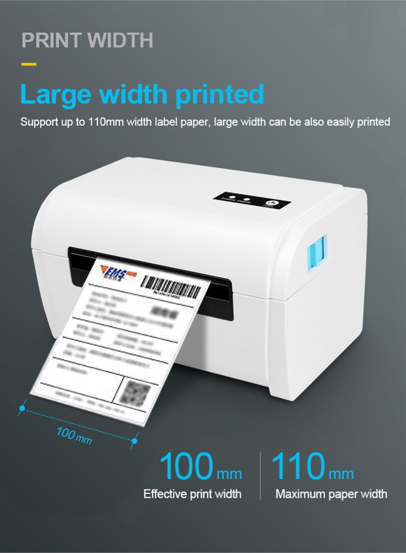 EzzySo طابعة ملصقات حرارية مع حامل ورق اتصال USB بلوتوث طابعة ملصقات شحن سطح المكتب ملصقات البريد بار كود QR طابعة بيضاء - Image 3