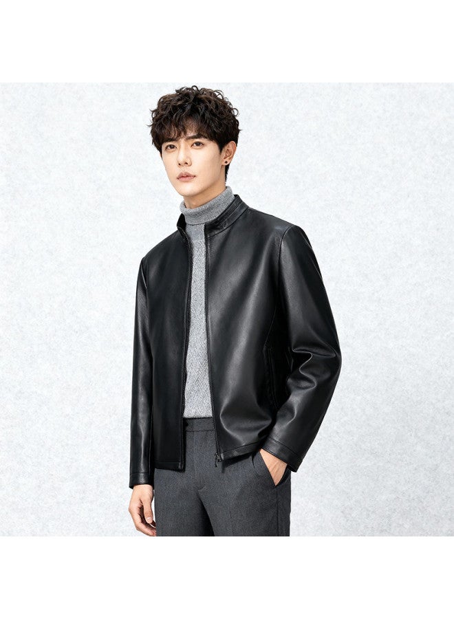 Fapai Men's Leather Jacket Stand Collar Sheepskin Coat Men's Genuine Leather Jacket Coat Men - Image 3