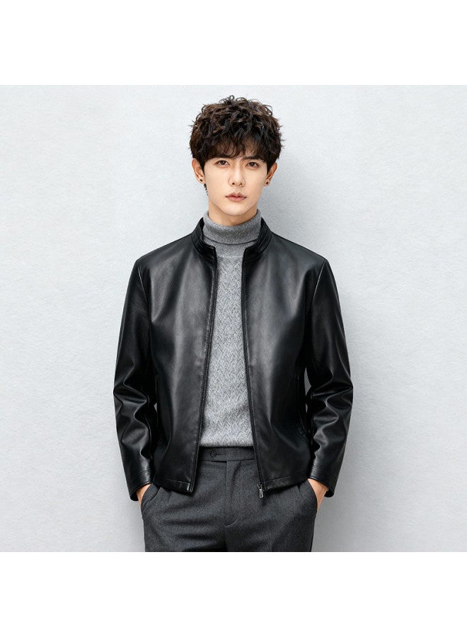 Fapai Men's Leather Jacket Stand Collar Sheepskin Coat Men's Genuine Leather Jacket Coat Men - Image 4