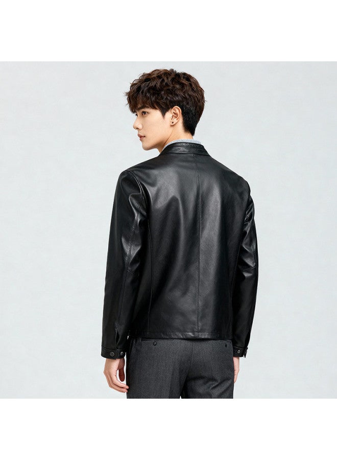 Fapai Men's Leather Jacket Stand Collar Sheepskin Coat Men's Genuine Leather Jacket Coat Men - Image 5