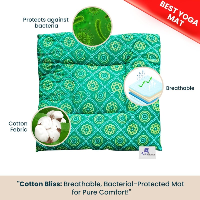 اسم المحتوى ناريلا Pooja assan Yoga Sitting mat puja Floor Cushion Soft Feel Extra Thick Cotton Fabric 27 x 27 inch Green - Image 4