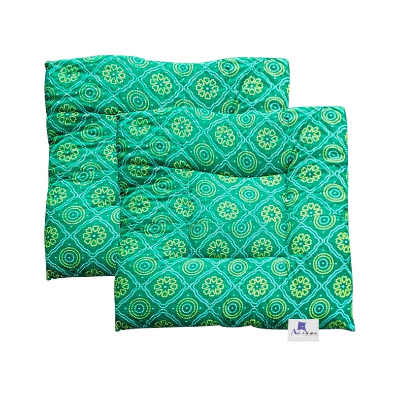 اسم المحتوى ناريلا Pooja assan Yoga Sitting mat puja Floor Cushion Soft Feel Extra Thick Cotton Fabric 27 x 27 inch Green - Image 1