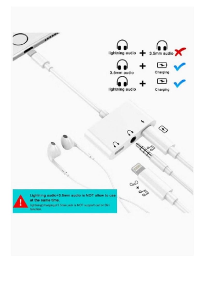 GO-DES 3 in 1 Lightning to Dual 3.5mm Headphone Jack Charger Splitter And Charging Port - Image 2
