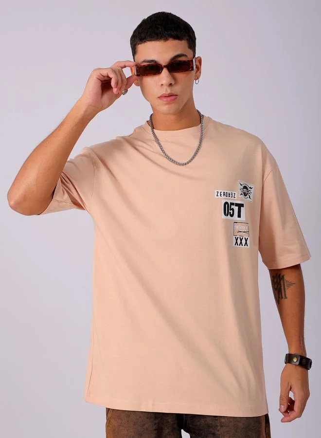 شركة المرآب الهندية Men Boxy Oversized Graphic Back Printed Round Neck Tshirt