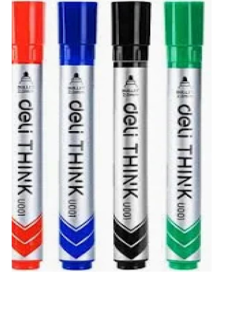 Deli Think Whiteboard Markers 4-Pieces, Assorted