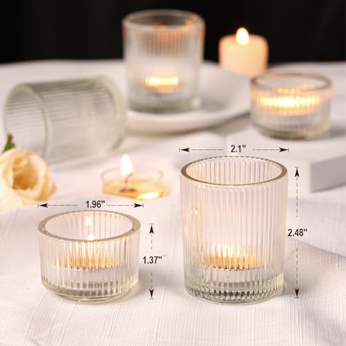 NITIME 20pcs Assorted Ribbed Clear Votive & Tea Light Candle Holders, Glass Candle Holder for Table Centerpiece, Wedding, Baby Shower, Home and Party Decorations - Image 2